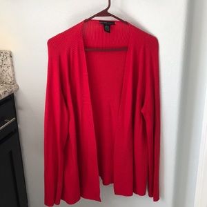 Red cardigan